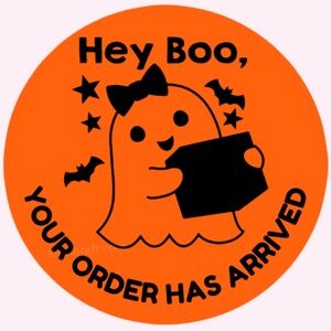 Hey Boo Your Order's Here Packaging Stickers halloween Ghost Customer Thank You